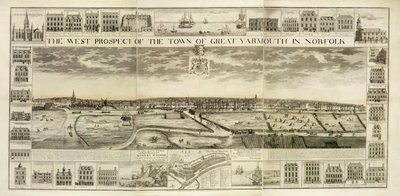 La Prospettiva Ovest della Città di Great Yarmouth nel Norfolk, inciso da John Harris (fl.1686-1740) da J. Corbridge